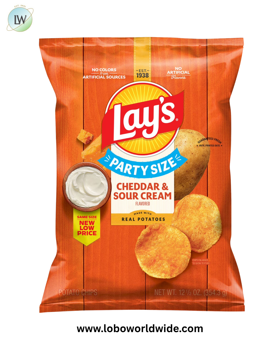 Lay's Cheddar & Sour Cream Flavored Potato Chips, Party Size, 12.5 oz Bag