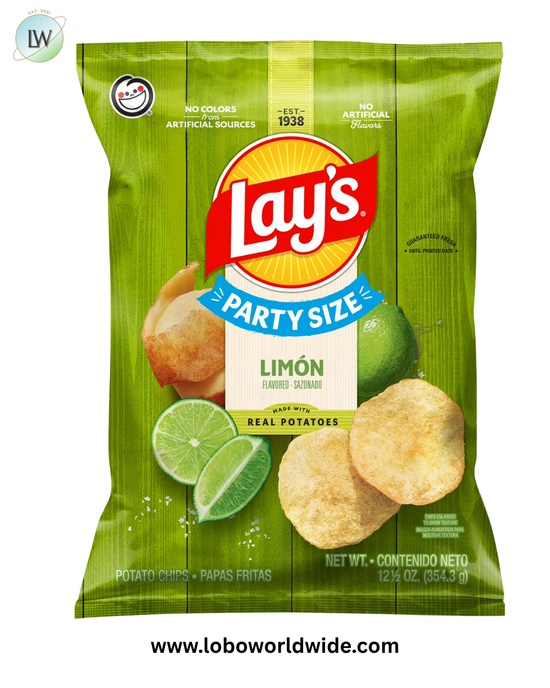 Lay's Limon Flavored Potato Chips, Party Size, 12.5 Ounce Bag