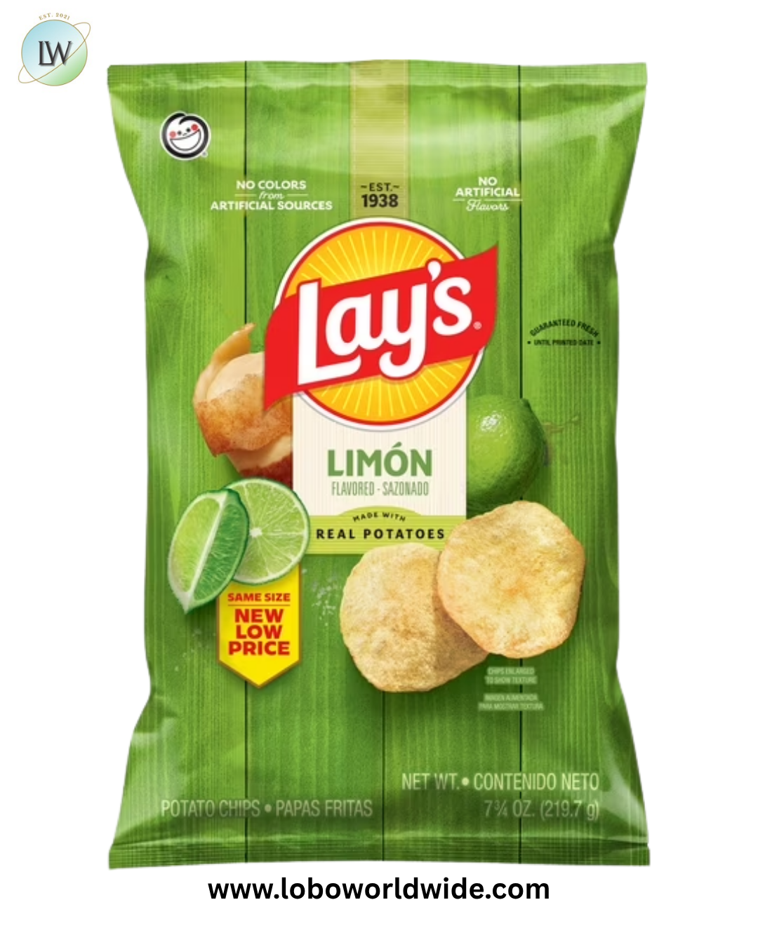 Lay's Potato Chips, Limon Flavor, 7.75 oz Bag