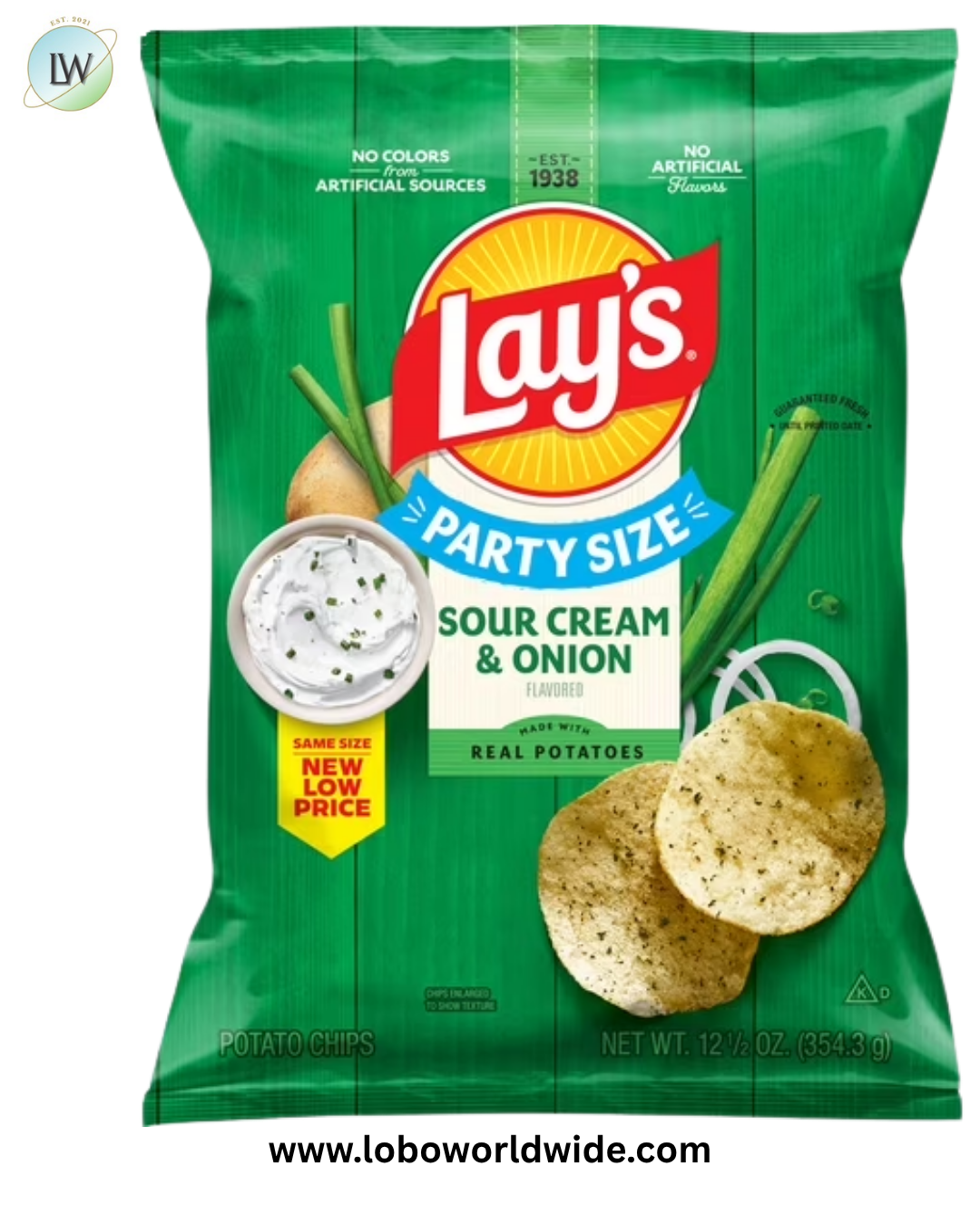 Lay's Sour Cream & Onion Flavored Potato Chips, Party Size, 12.5 oz Bag