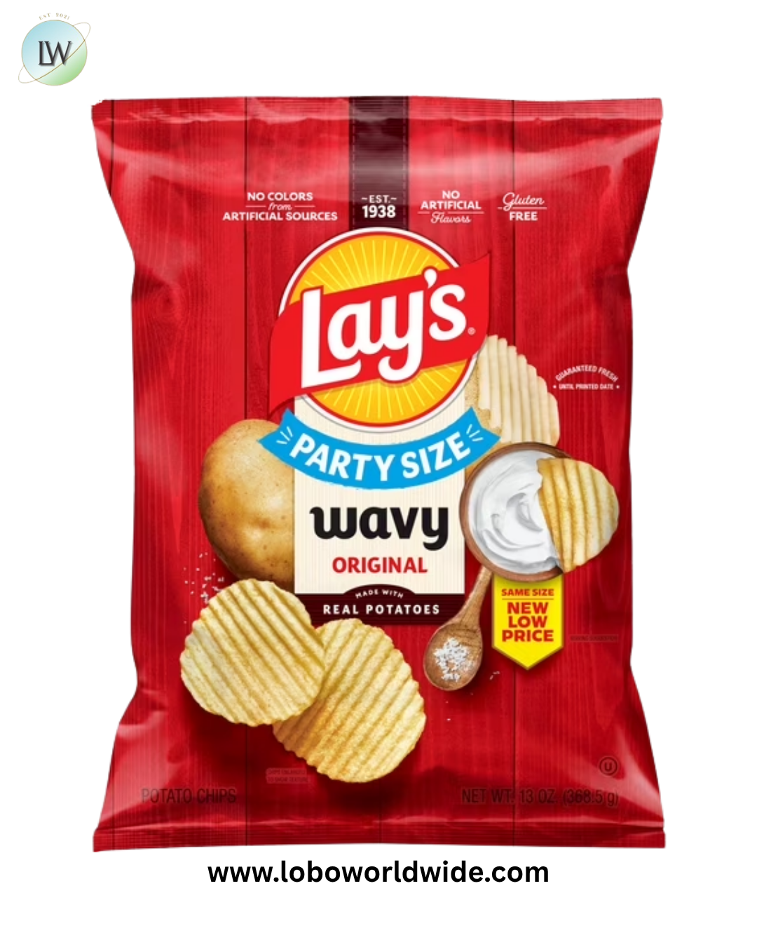 Lay's Wavy Original Potato Chips, Party Size, 13 oz Bag