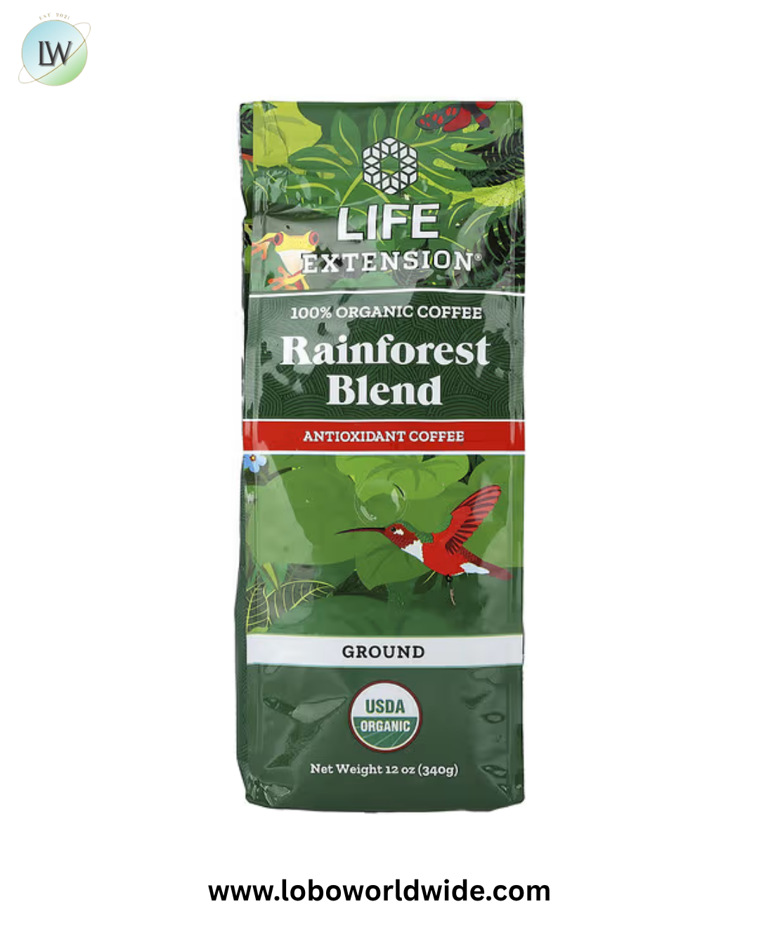 Life Extension, 100% Organic Coffee, Rainforest Blend, Ground, 12 oz (340 g)