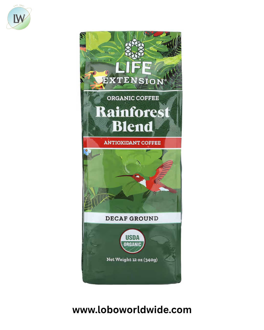 Life Extension, Organic Coffee, Rainforest Blend, Ground, Decaf, 12 oz (340 g)