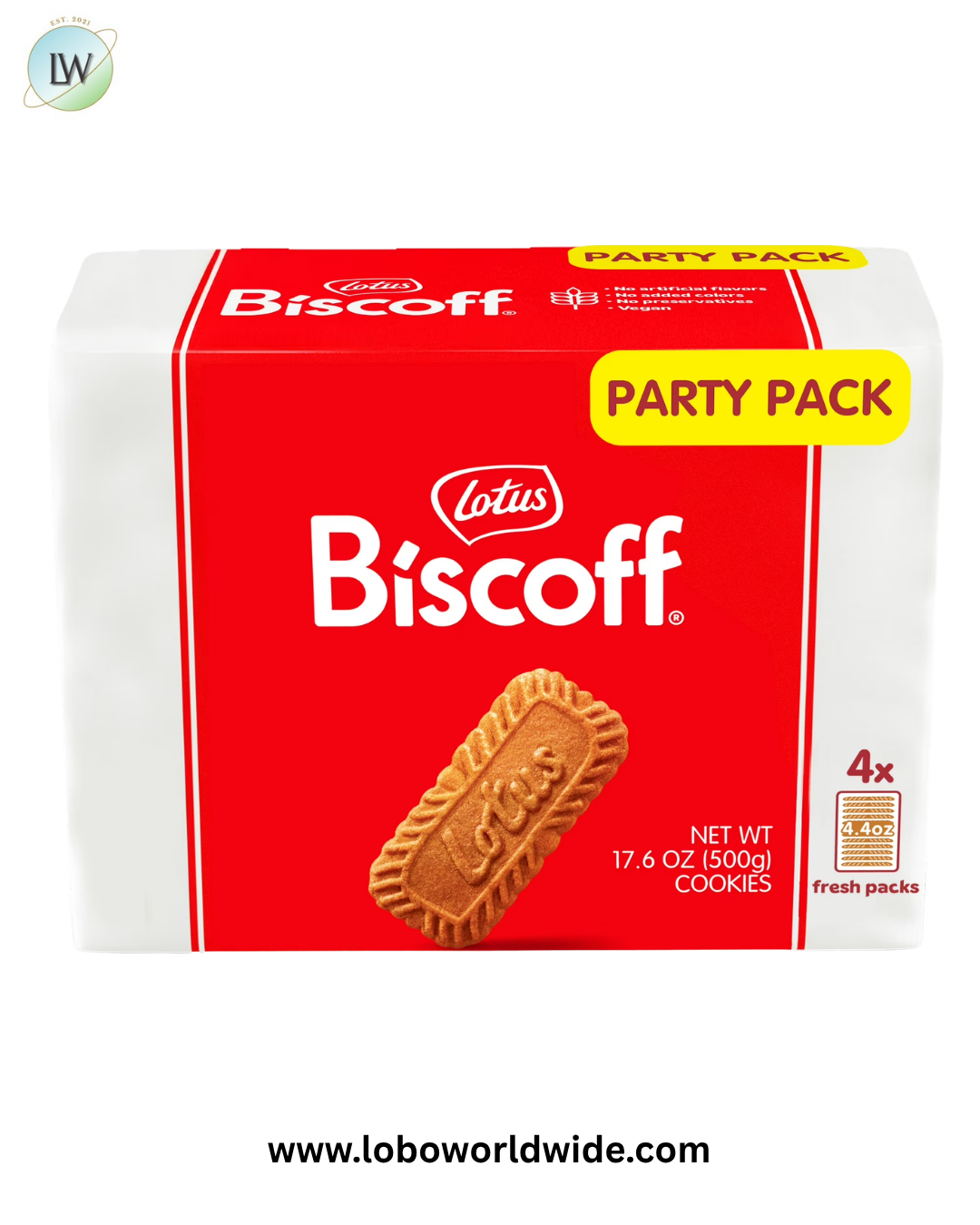 Lotus Biscoff Cookies, 17.6oz, 4 Freshpacks of 16 Cookies