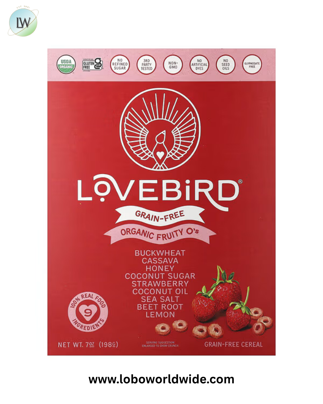 Lovebird, Grain-Free Cereal, Organic O's, 7 oz (198 g)