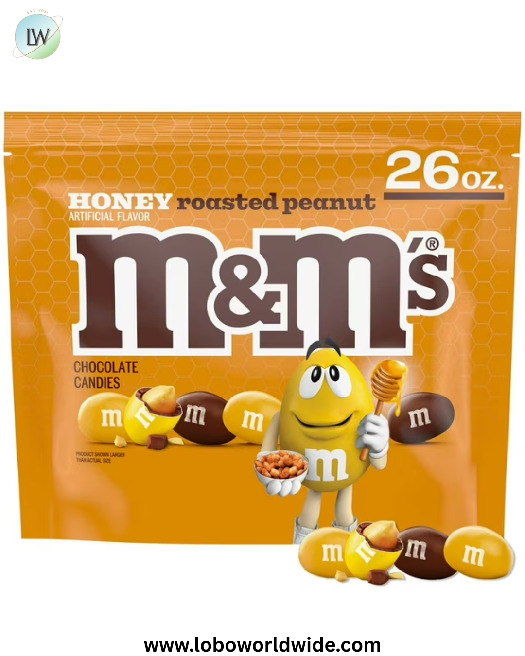 M&M'S Honey Roasted Peanut Milk Chocolate Candy, Resealable Pack, 26 oz.