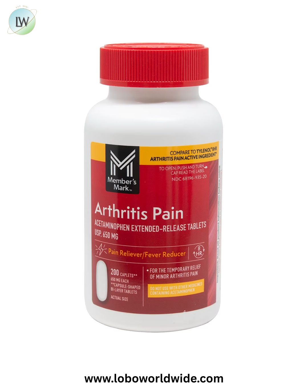 Member's Mark Arthritis Pain Extended Release Tablets, 650 mg Acetaminophen, 200 ct./pk., 2 pk.