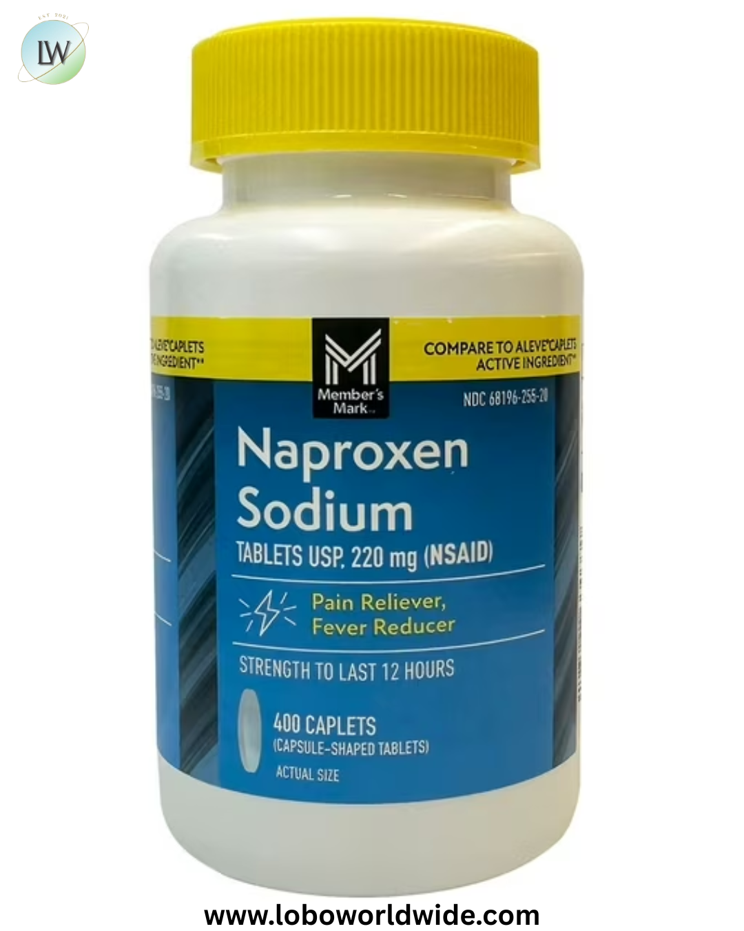 Member's Mark Naproxen Sodium Tablets NSAID, 220 mg, 400 ct.