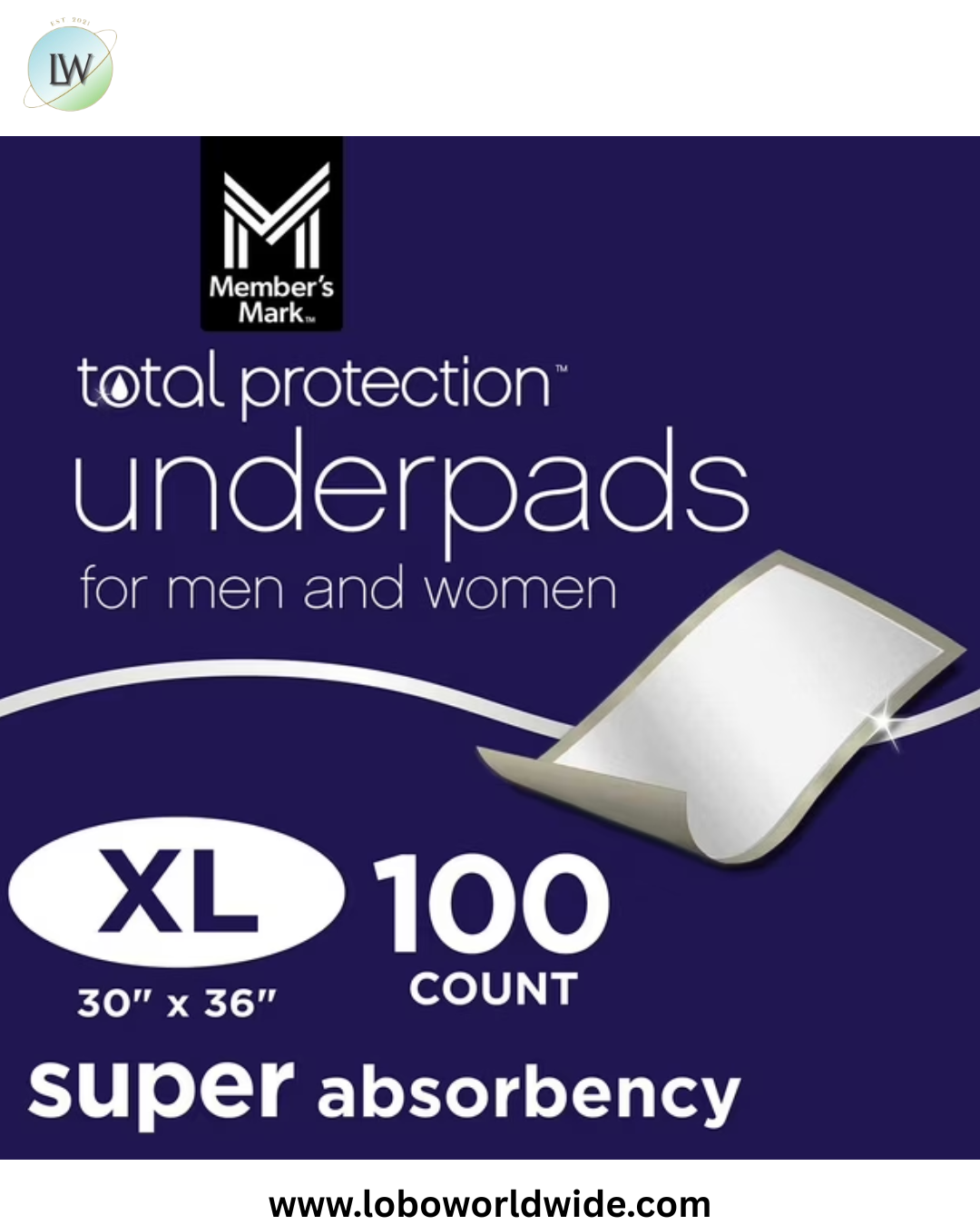 Member's Mark Total Protection Underpads Extra-Large, 30" x 36", 100
