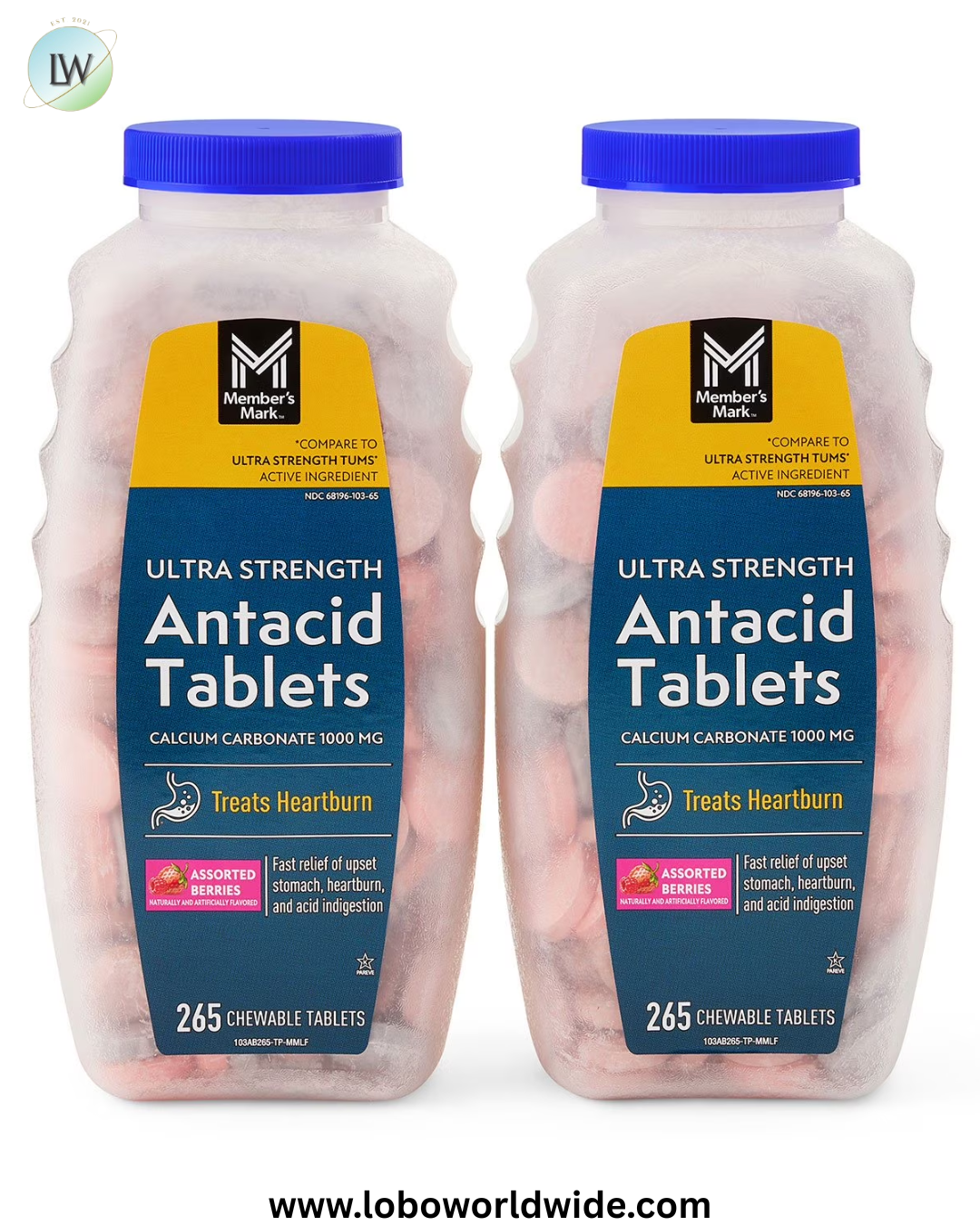 Member's Mark Ultra Strength Antacid Chewable Tablets, Assorted Berry, 265 ct./pk., 2 pk.