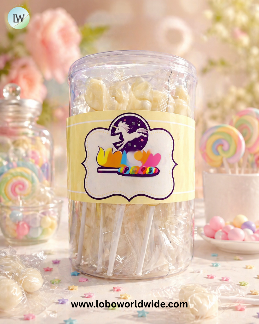 Mini White Unicorn Lollipops - 24 Piece