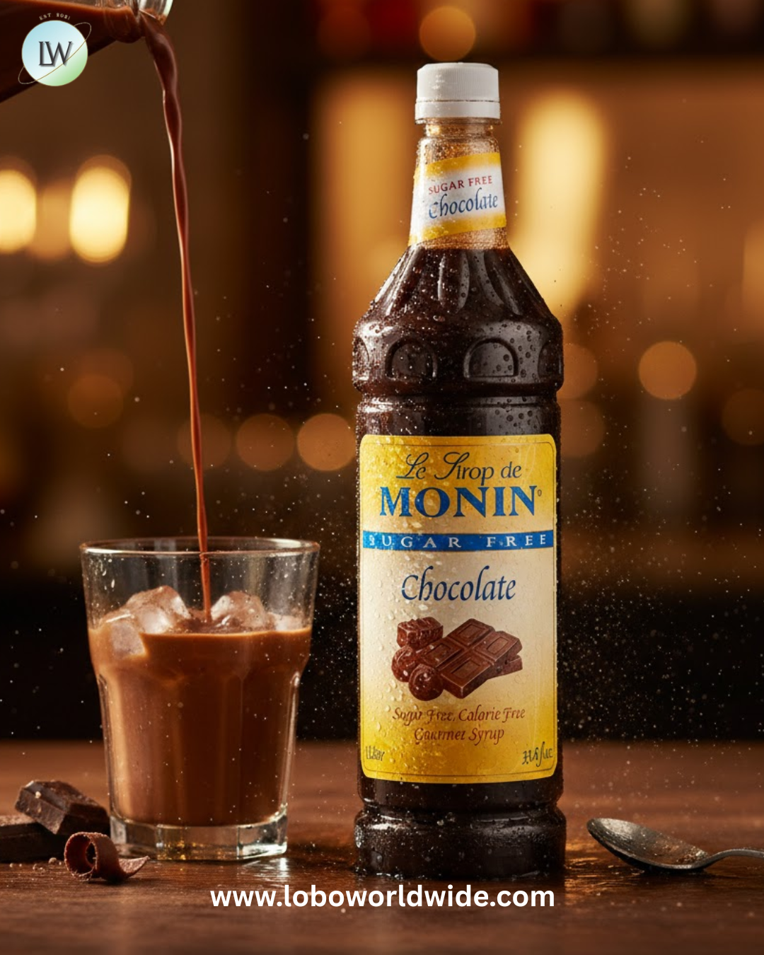 Monin Sugar Free Chocolate Flavoring Syrup 1 Liter
