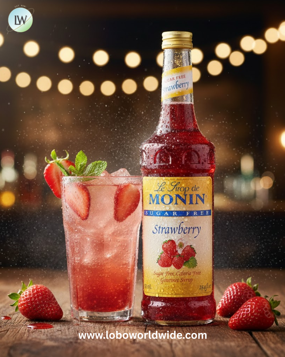 Monin Sugar Free Strawberry Flavoring / Fruit Syrup 750 mL