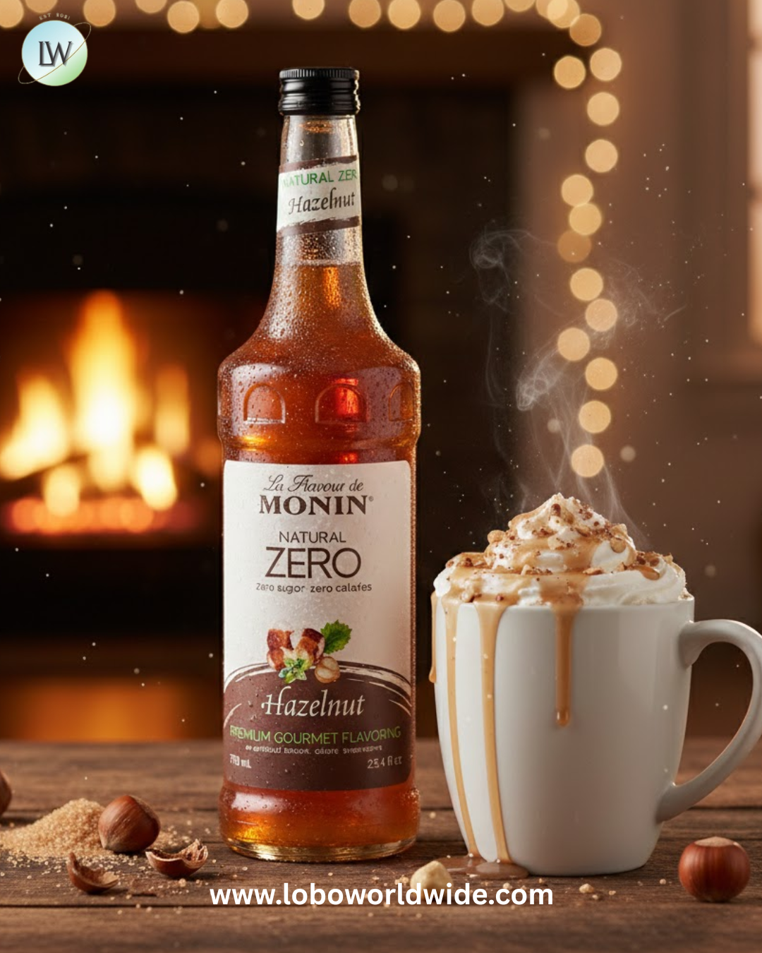 Monin Zero Calorie Natural Hazelnut Flavoring Syrup 750 mL(Various Sizes)