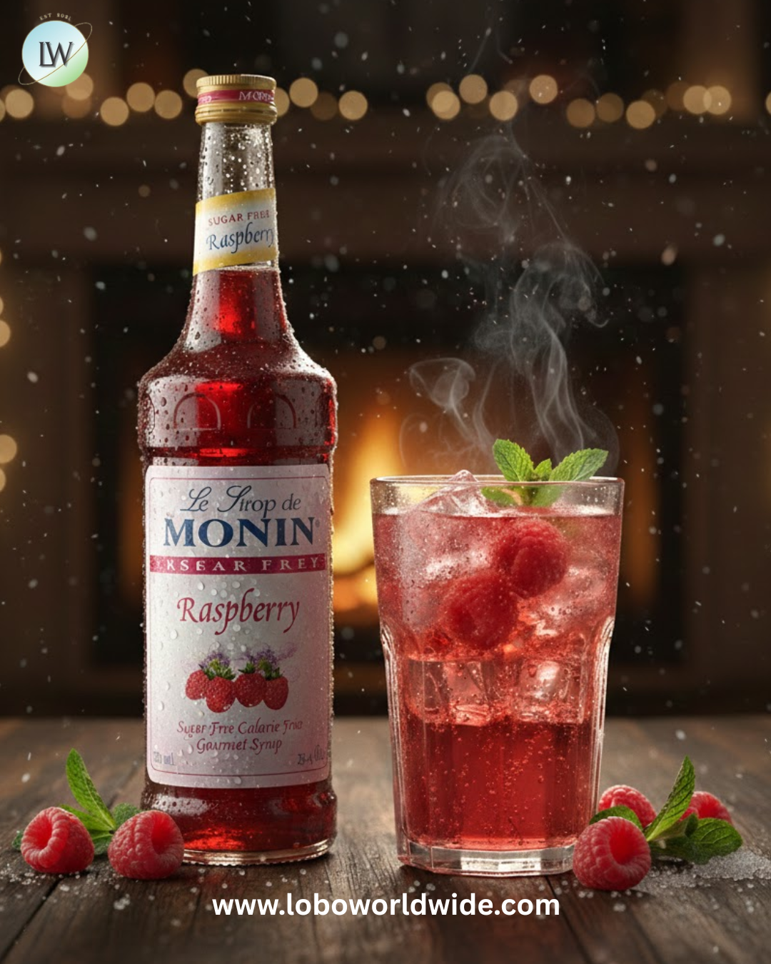 Monin Zero Calorie Natural Raspberry Flavoring Syrup 750 mL(Various Sizes)
