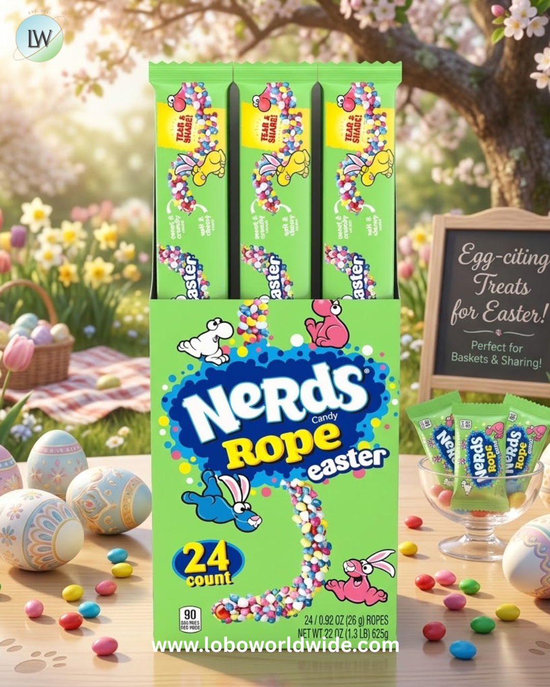 NERDS Hoppin' Rope, Springtime Easter Candy, 0.92 oz (Pack of 24)