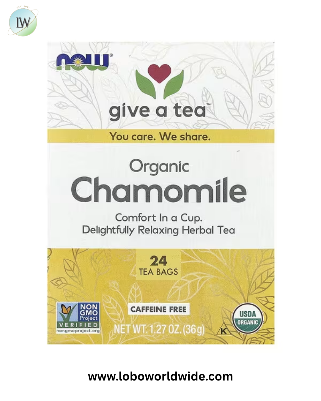 NOW Foods, Organic Chamomile Tea, Caffeine Free, 24 Tea Bags, 1.27 oz (36 g)