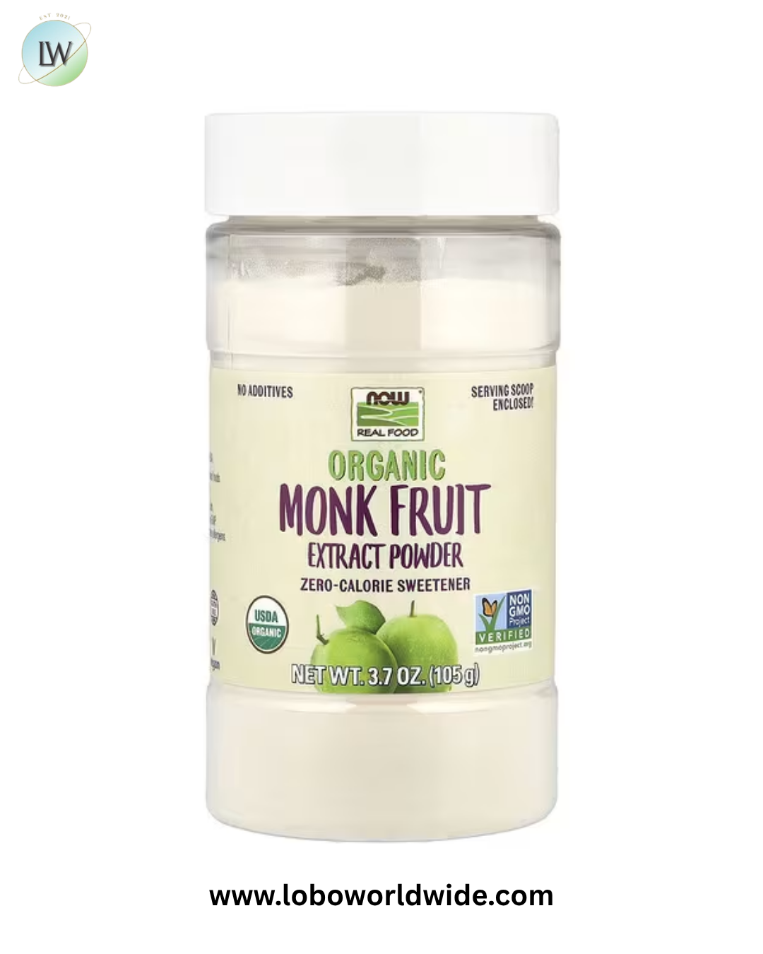 NOW Foods, Organic Monk Fruit Extract Powder, Zero-Calorie Sweetener, 3.7 oz (105 g)