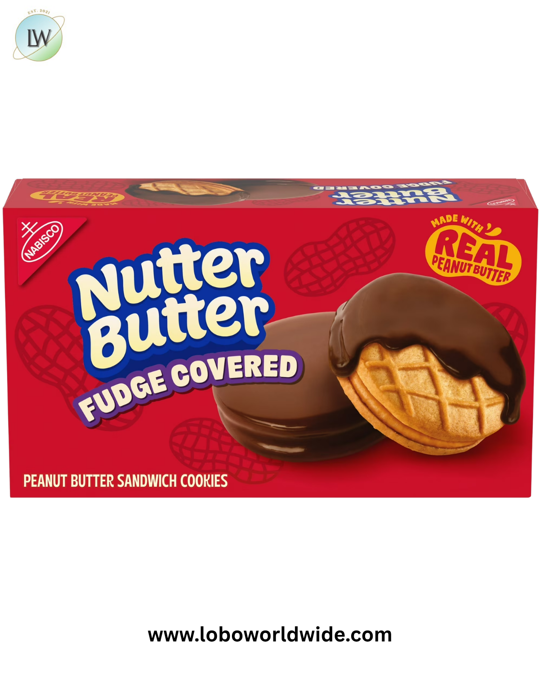 NUTTER BUTTER Fudge Covered Peanut Butter Sandwich Cookies, 7.9 oz
