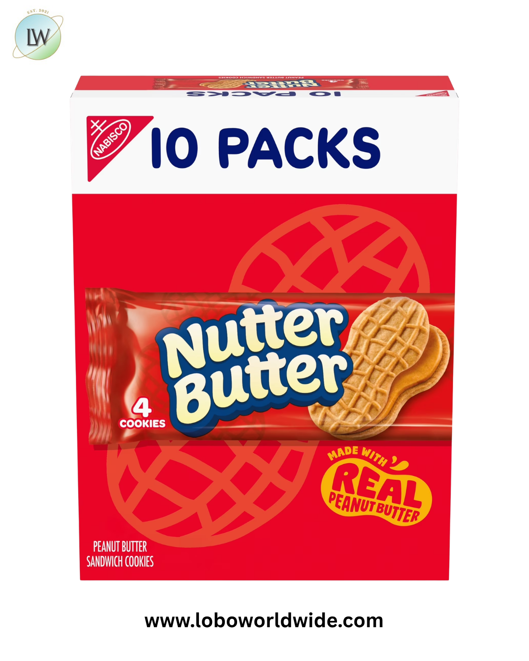 NUTTER BUTTER Peanut Butter Sandwich Cookies, 10 Snack Packs (4 Cookies Per Pack)