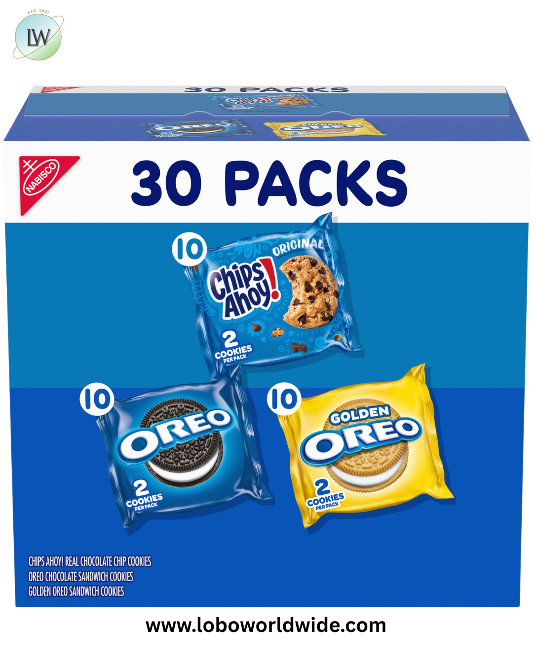Nabisco Sweet Treats Cookie Variety Pack OREO, OREO Golden & CHIPS AHOY!, 30 Snack Packs