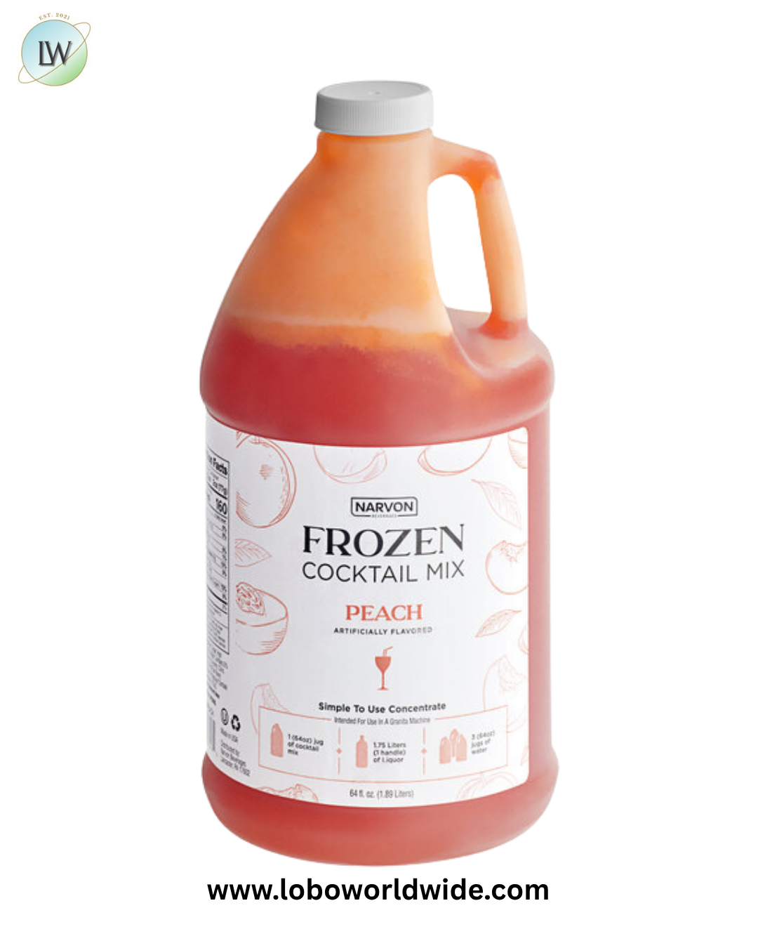 Narvon Peach Frozen Cocktail Mix Concentrate 1/2 Gallon