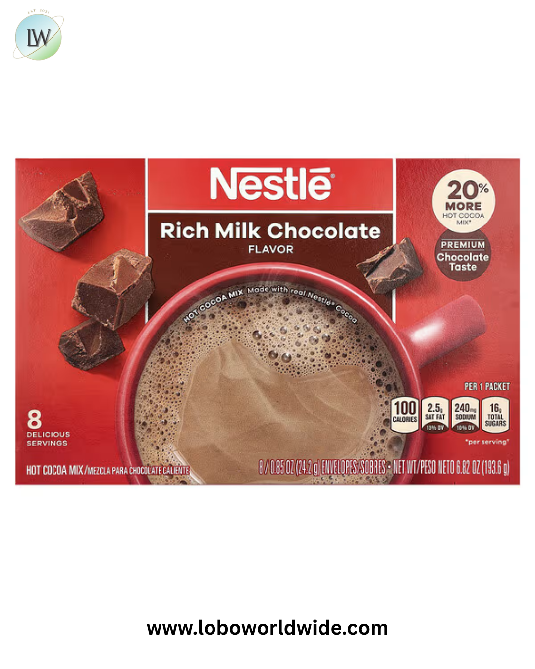 Nestle Hot Cocoa Mix, Rich Milk Chocolate, 8 Envelopes, 0.85 oz (24.2 g) Each