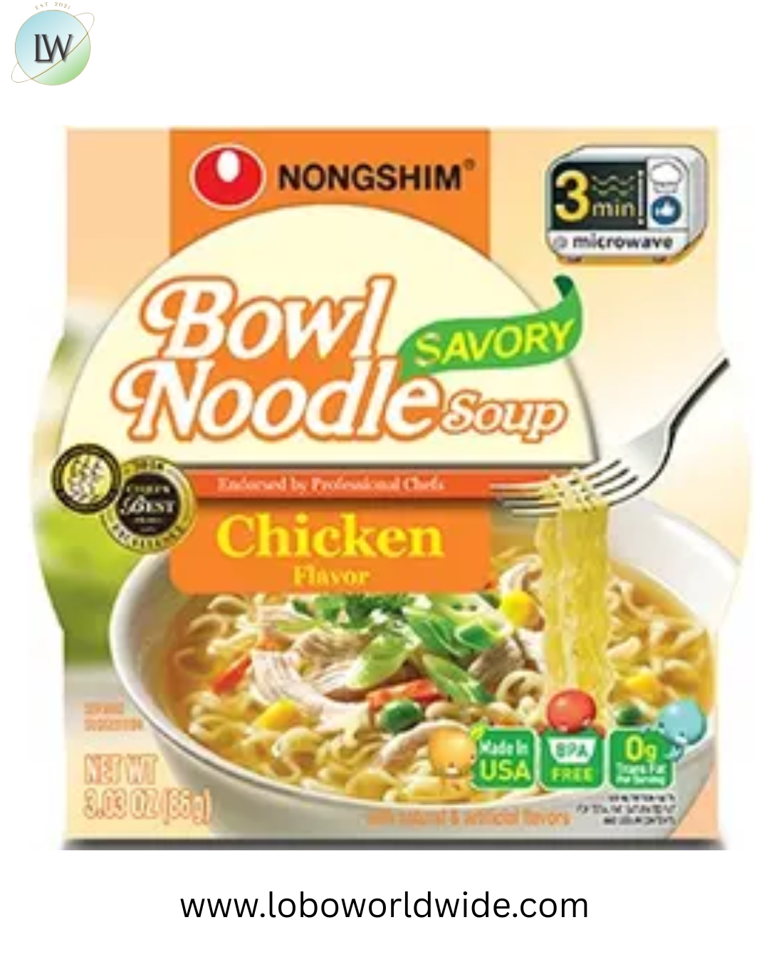 Nongshim Savory Chicken Noodle Soup Bowl, 3.03 Ounce -- 12 per case