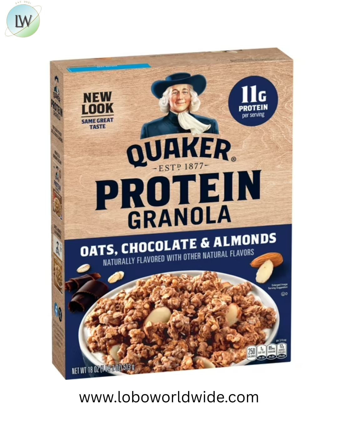 Quaker Protein Granola Oats Chocolate & Almonds, 18 oz Single Pack