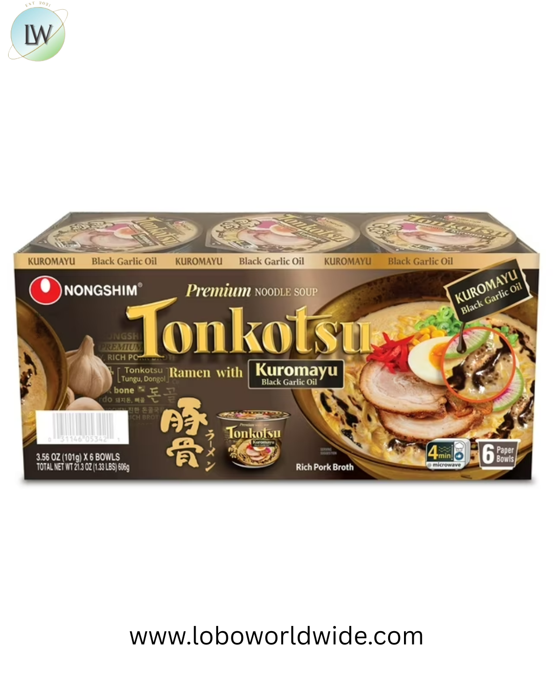 Nongshim Premium Tonkotsu Kuromayu Noodle Soup 6 pk.