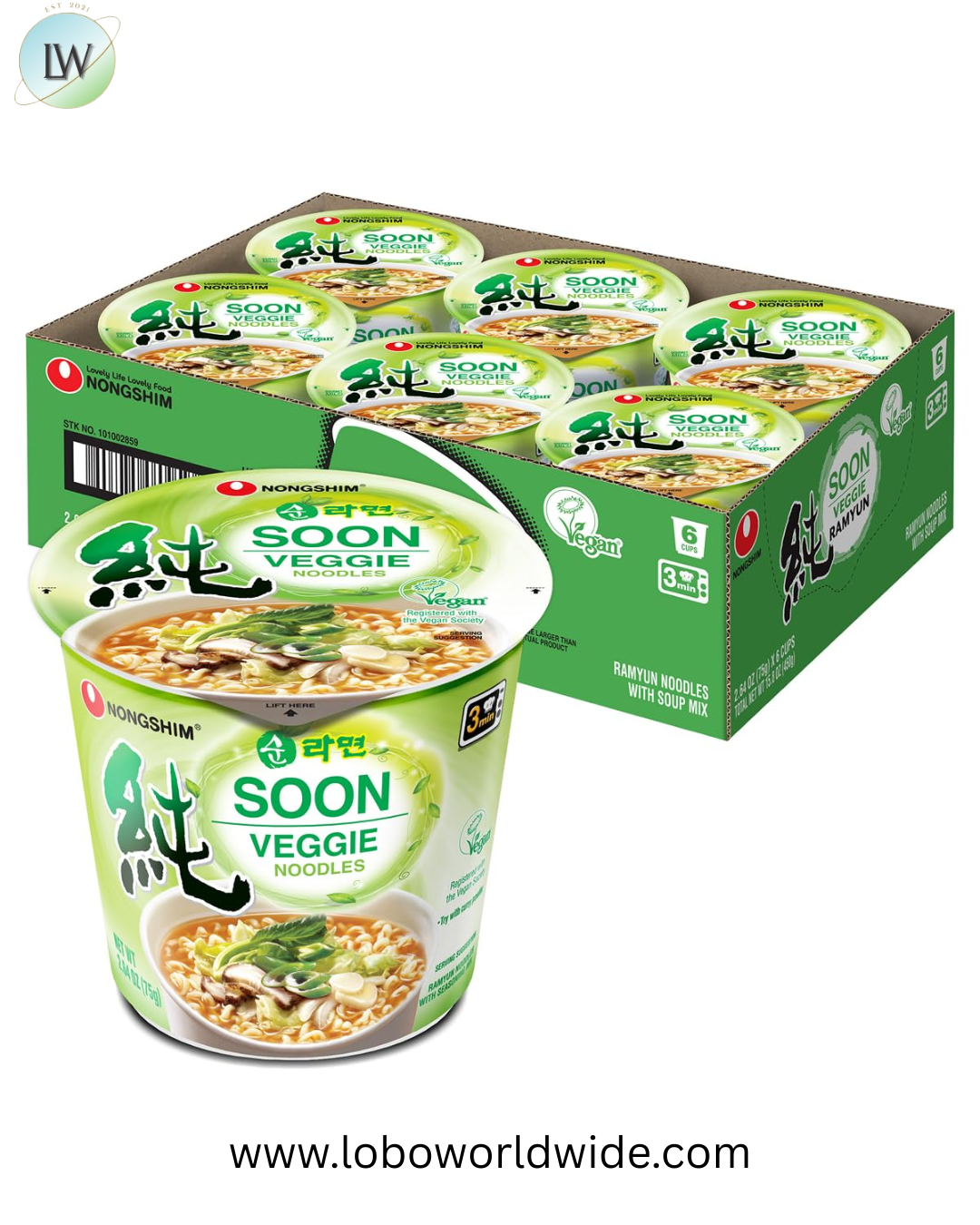 Nongshim Soon Noodle Soup, Veggie, 2.6 Ounce