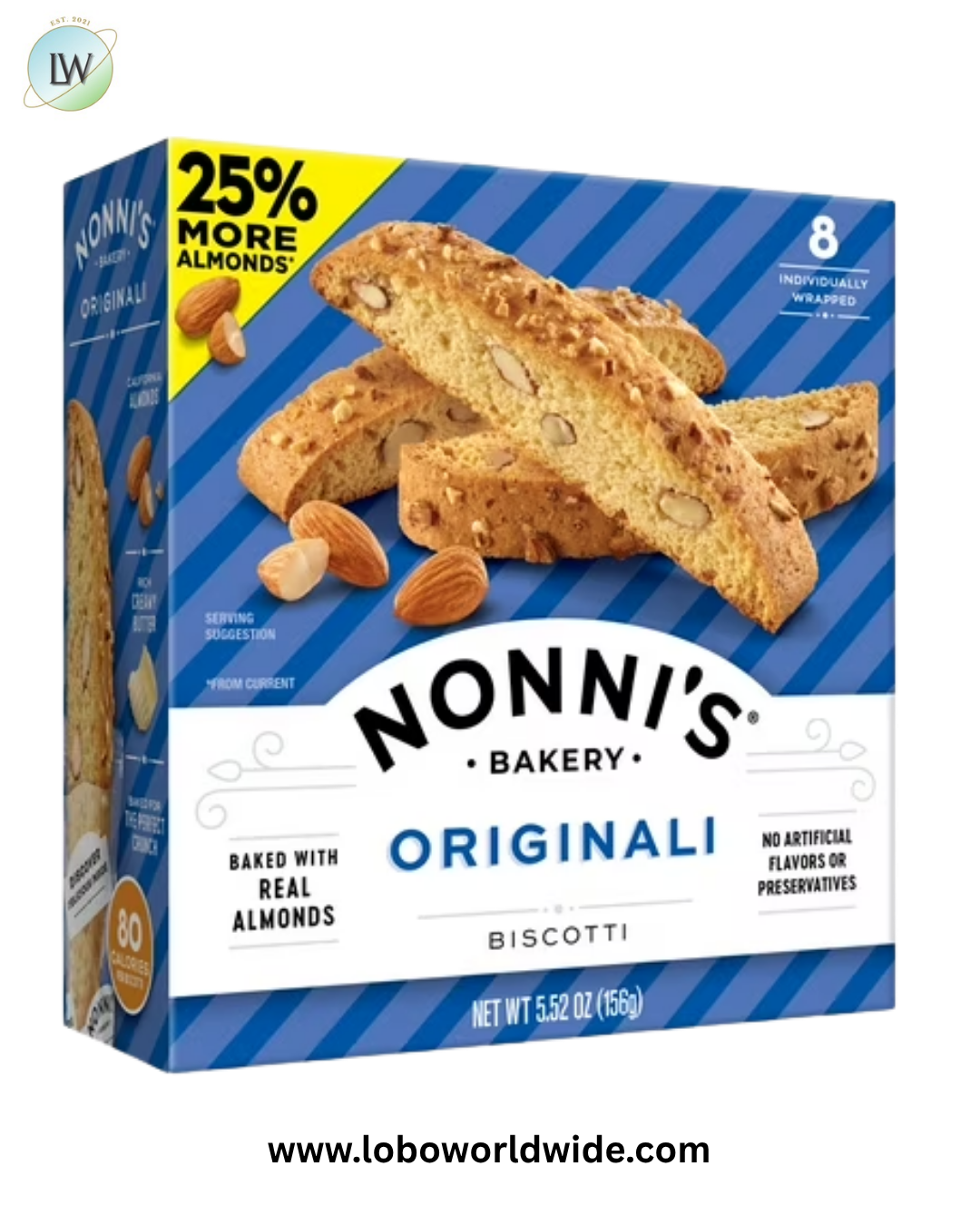 Nonni's, Originali Biscotti, Almond Cookie, 5.52 oz (156g), 8 Ct, Individually Wrapped & Ready to Eat