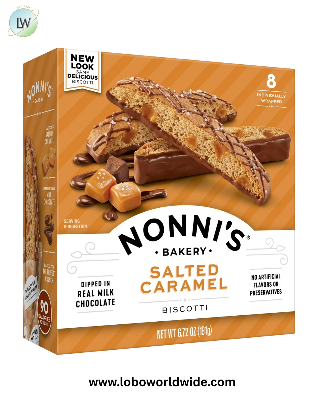 Nonni's Salted Caramel Biscotti, Milk Chocolate & Caramel Cookie, 6.72 oz., 8 Count, Ready to Eat