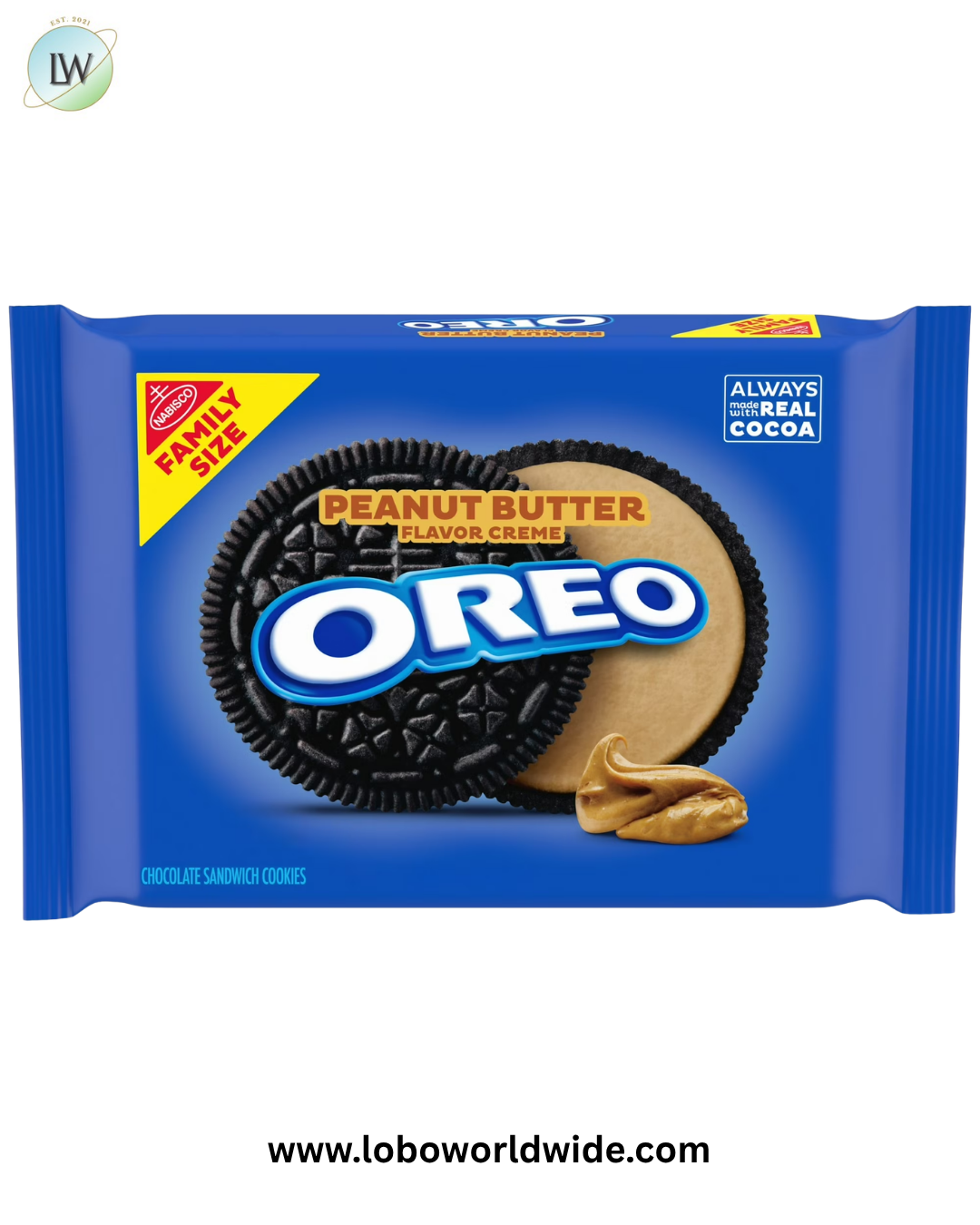 OREO Peanut Butter Creme Chocolate Sandwich Cookies, Family Size, 17 oz
