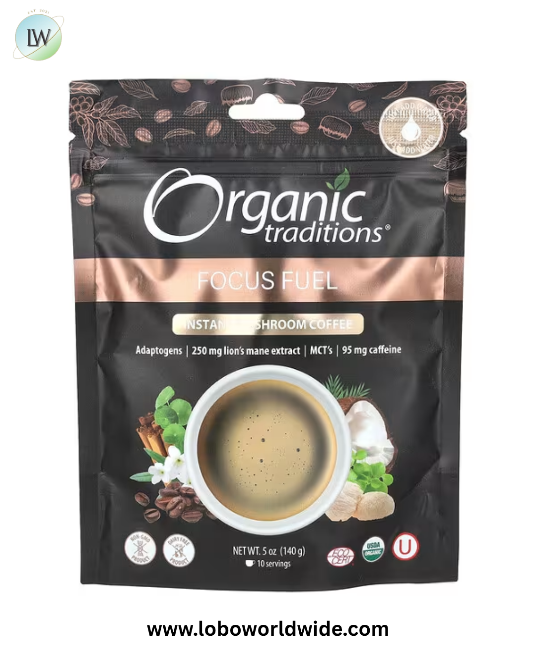 Organic Traditions, Instant Mushroom Coffee, Focus Fuel, 5 oz (140 g)
