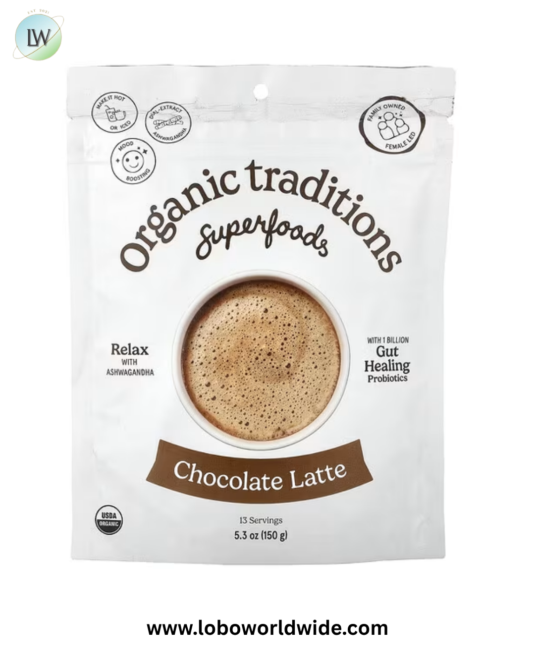 Organic Traditions, Superfoods, Chocolate Latte, 5.3 oz (150 g)