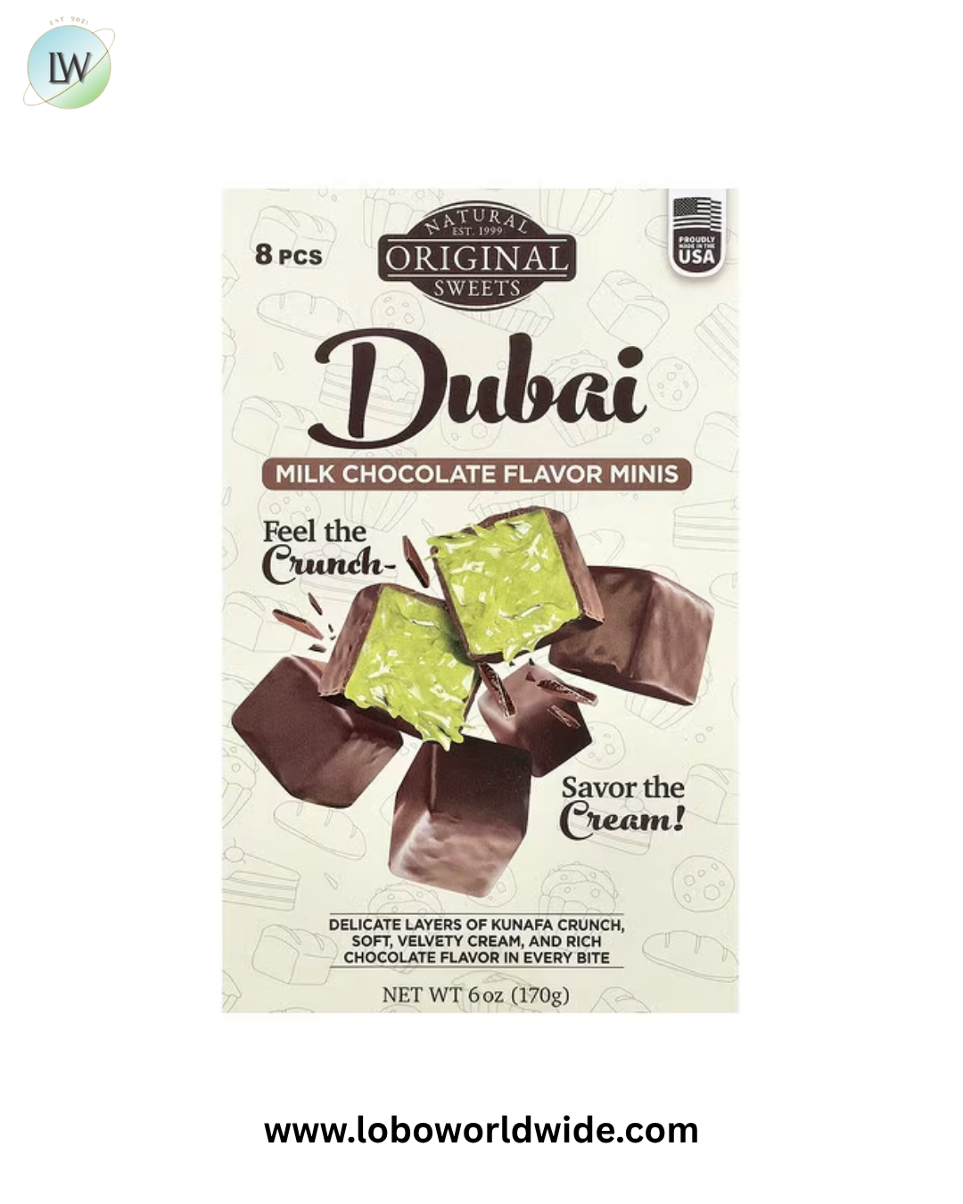 Original Natural Sweets, Dubai Milk Chocolate Minis, 8 Pieces, 6 oz (170 g)