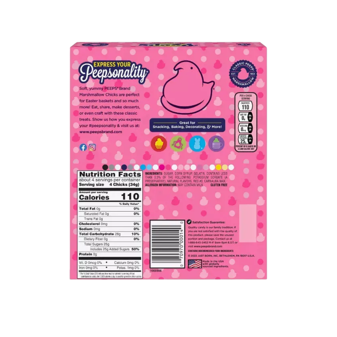 Peeps Marshmallow Chicks Candy - Pink: 15-Piece Pack