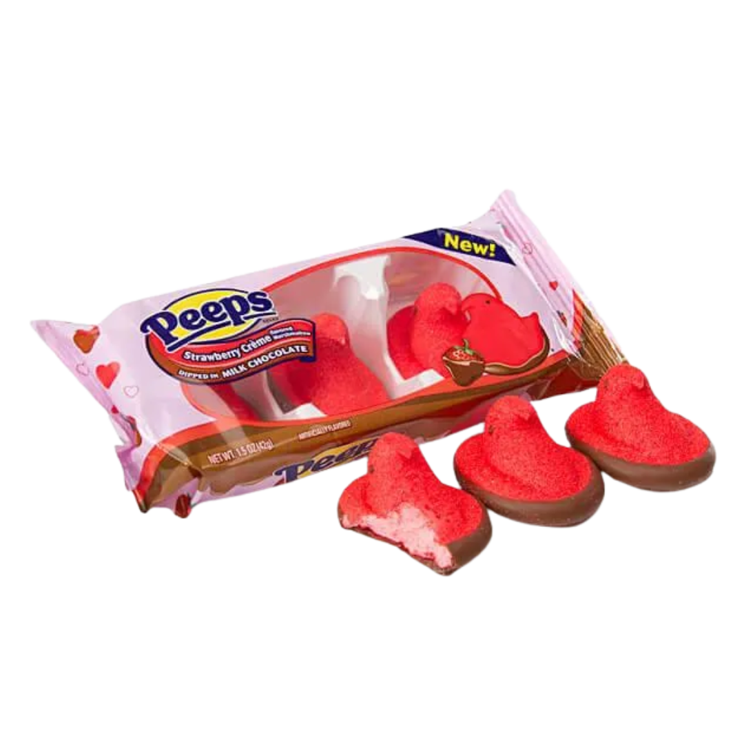 Peeps Milk Chocolate Dipped Valentine Marshmallow Chicks: 3-Piece Pack