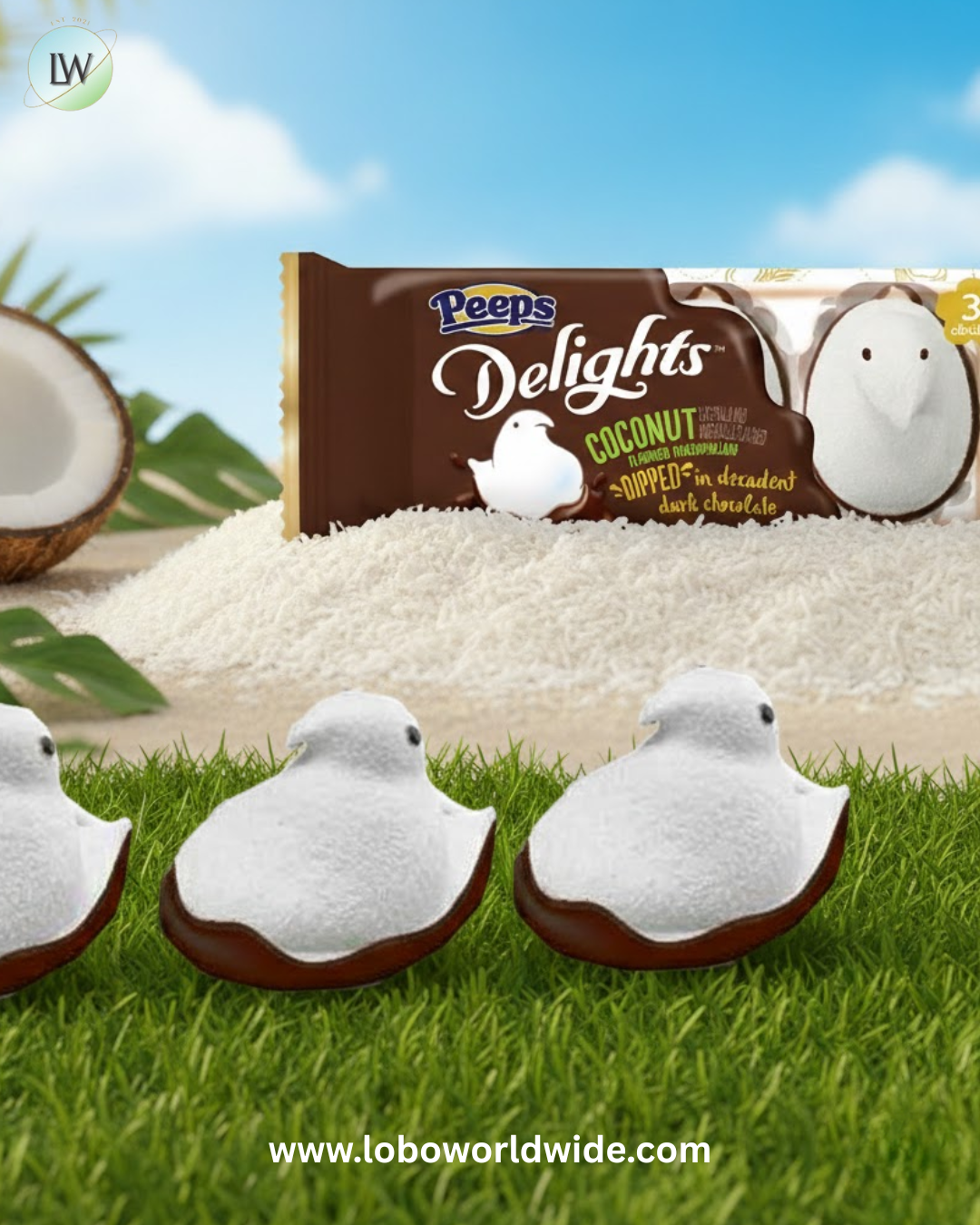 Peeps Dark Chocolate Dipped Coconut Marshmallow Chicks: 3-Piece Pack