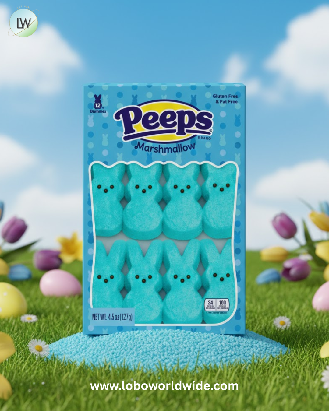 Peeps Marshmallow Candy Bunnies - Blue: 12-Piece Pack