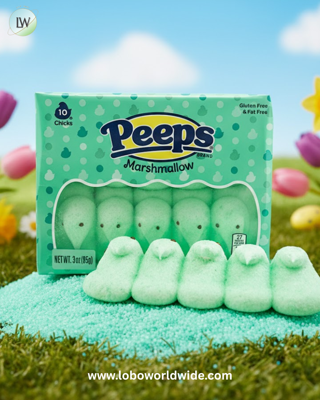 Peeps Marshmallow Chicks Candy - Green: 10-Piece Pack