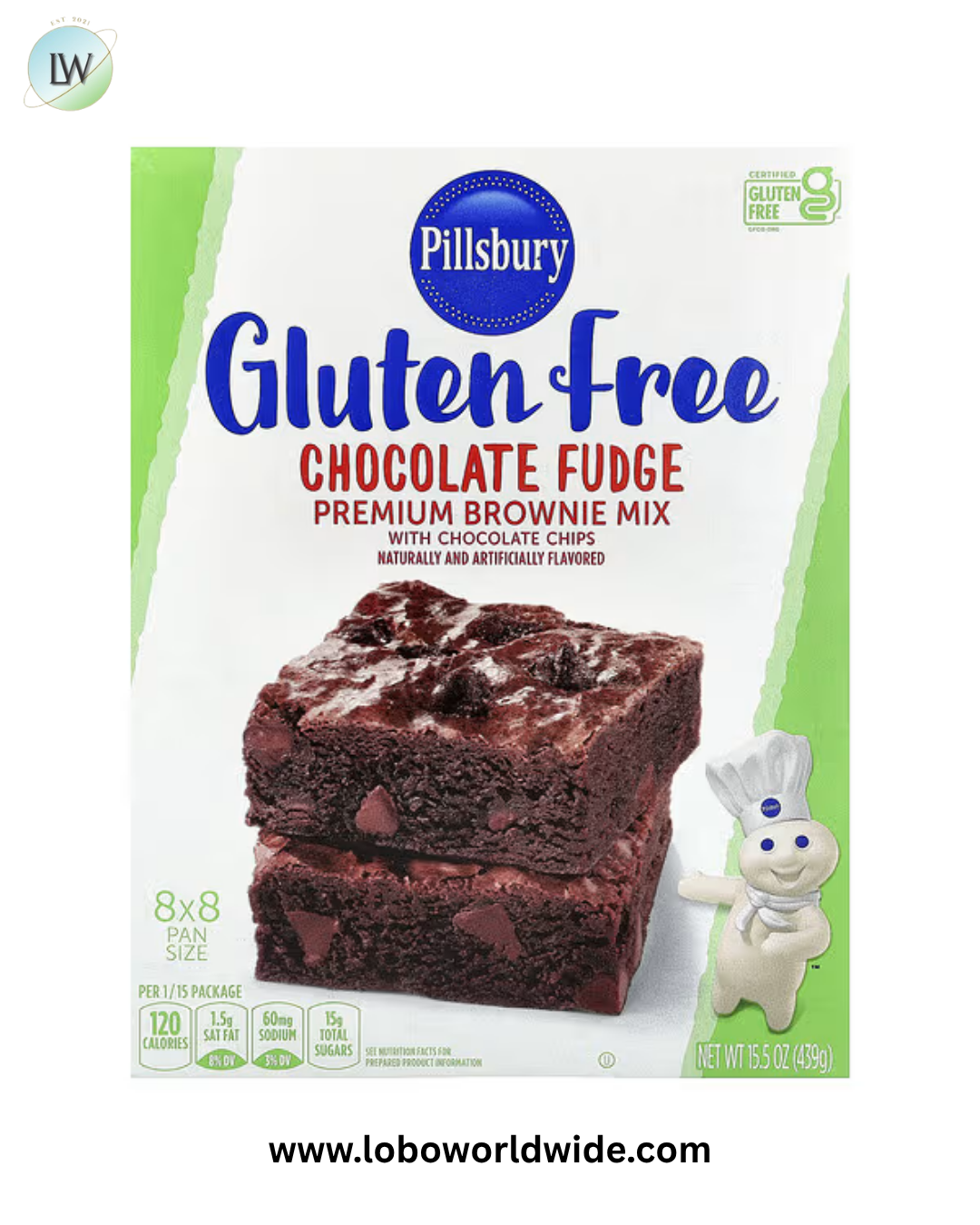 Pillsbury, Chocolate Fudge Premium Brownie Mix with Chocolate Chips, Gluten Free, 15.5 oz (439 g)