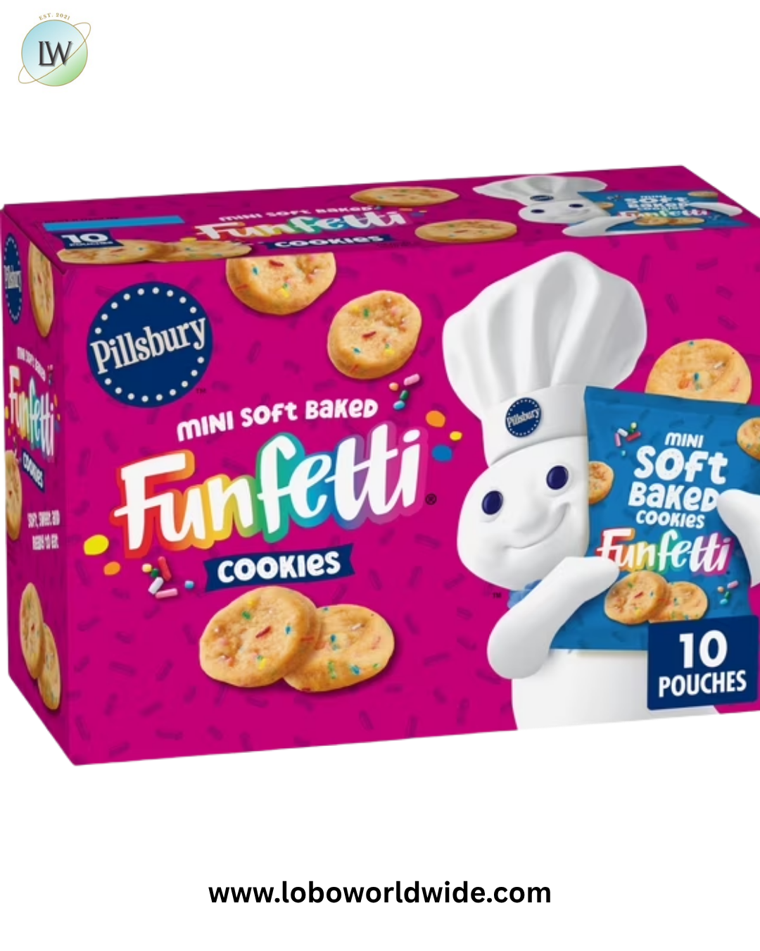 Pillsbury Mini Soft Baked Cookies, Funfetti, Snack Bags, 10 ct