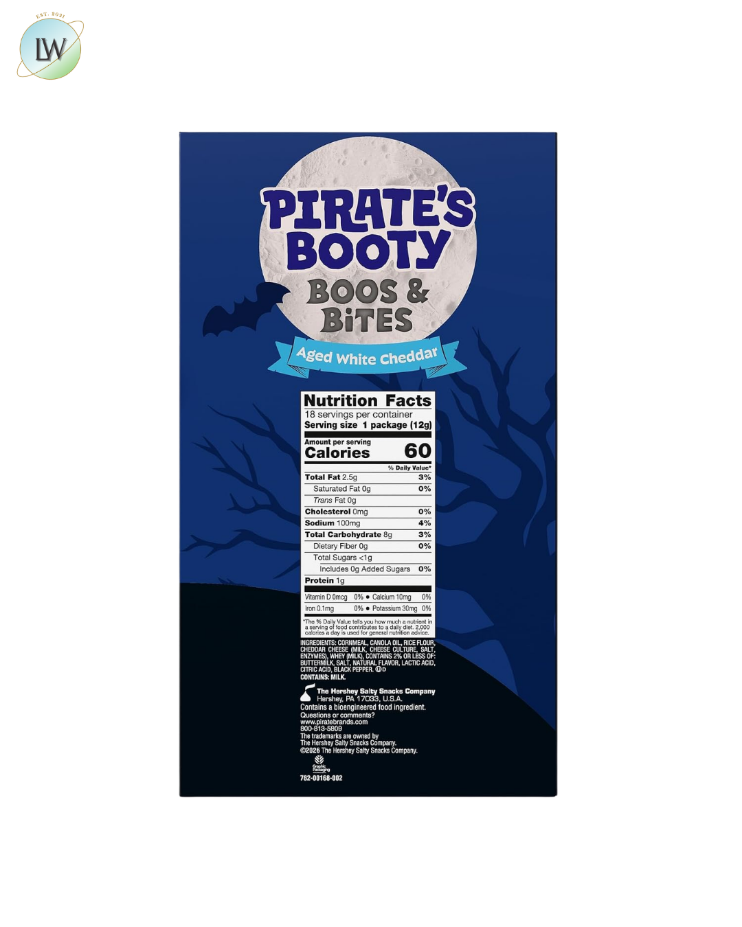 Pirate's Booty Halloween Snack Puffs, Boos & Bites Cheddar Cheese, 0.45 oz, 18 ct.