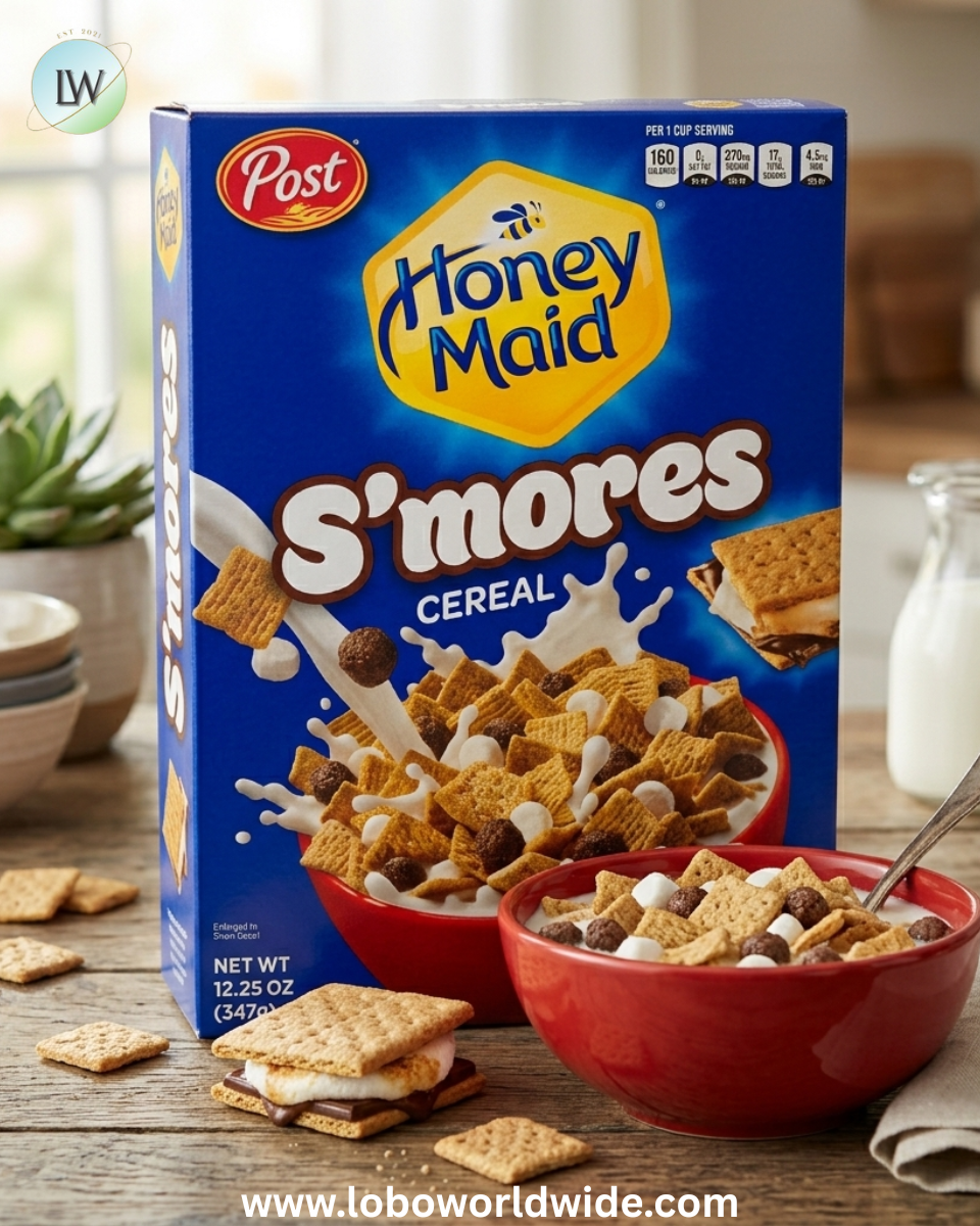 Post Honey Maid S'mores Breakfast Cereal, Sweetened Corn and Wheat Cereal, Breakfast Snacks 12.25 oz