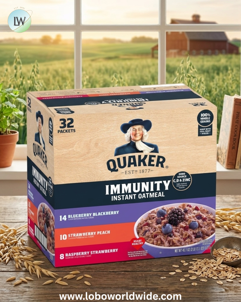 Quaker Immunity Instant Oatmeal, 3 Flavor Variety Pack, Good Source of Vitamins C, D, & Zinc, Whole Grains, No Artificial Flavors, No Colors from Artificial Sources, 1.41 oz Packets, (32 Pack)