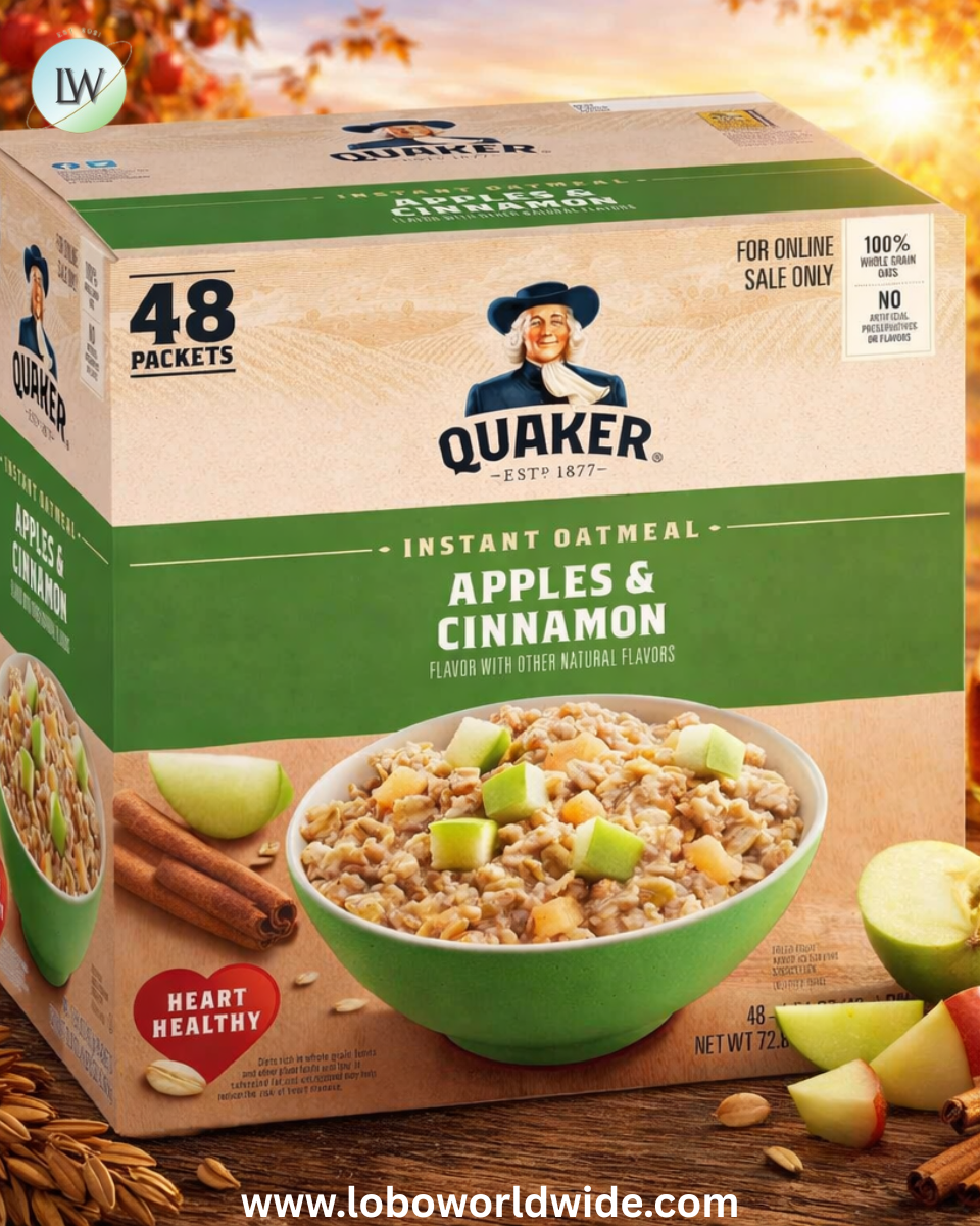 Quaker Instant Oatmeal, Apples and Cinnamon, Individual Packets (48 Count of 1.51 oz Packets), 72.48 oz