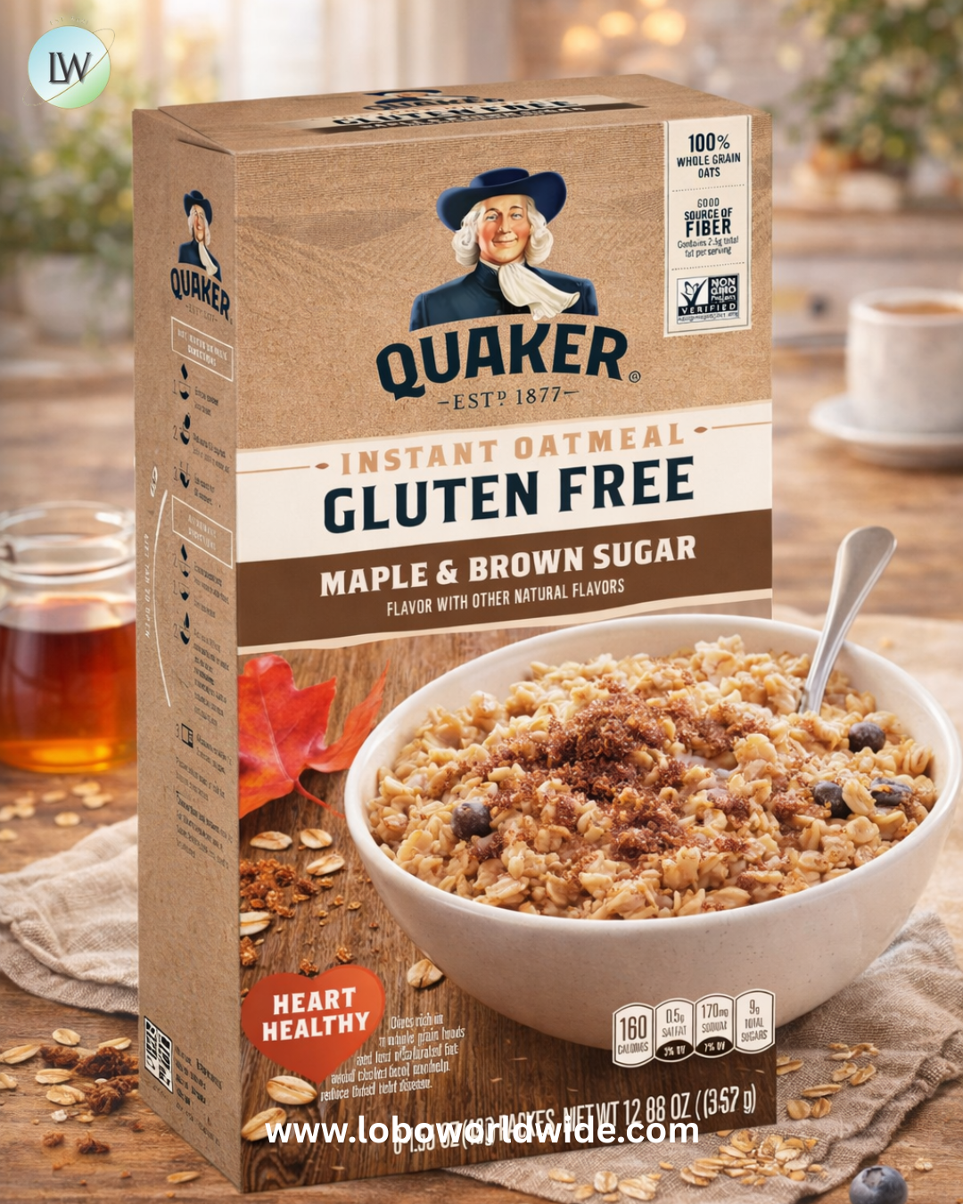 Quaker Instant Oatmeal, Gluten Free, Maple & Brown Sugar, Heart Healthy Oatmeal, Individual Packs, 1.51 Oz (Pack of 8)
