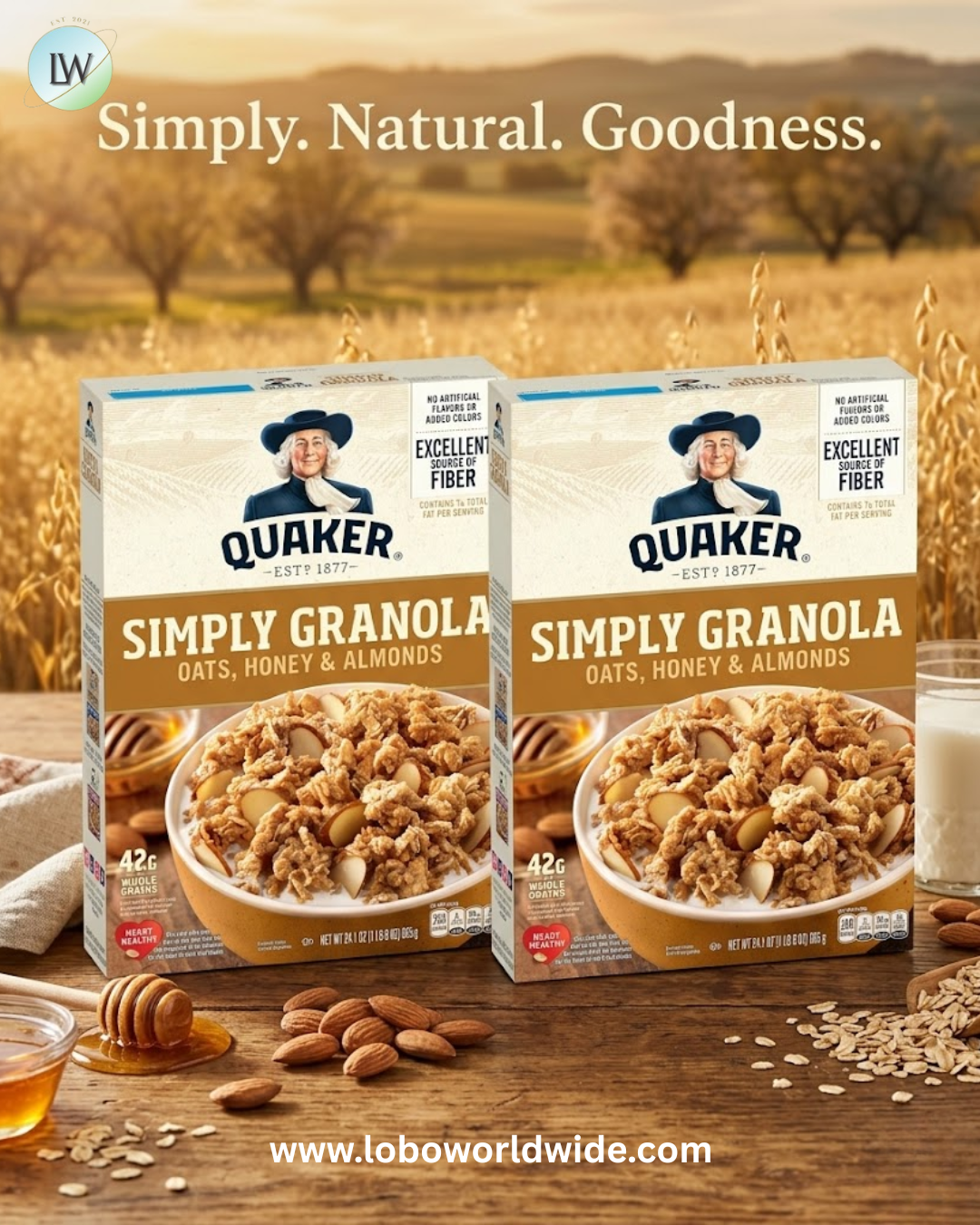 Quaker Simply Granola Honey & Almond, (Pack of 2)